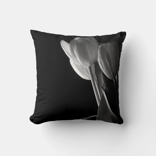 Cojín Decorativo Tulipanes negros y blancos (Anverso)