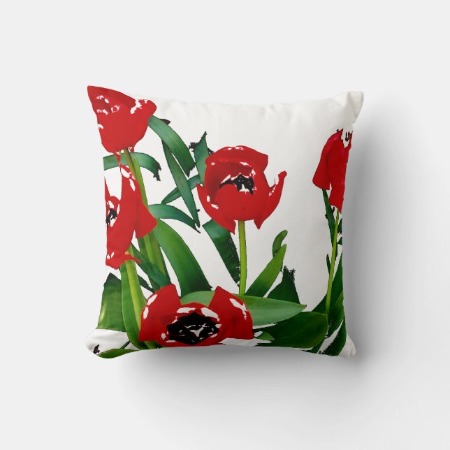 Cojín Decorativo Tulipanes rojos brillantes (Anverso)