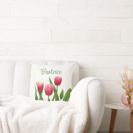 Cojín Decorativo Tulipanes rojos con vegetación