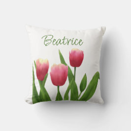 Cojín Decorativo Tulipanes rojos con vegetación