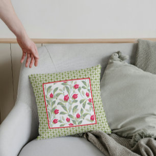 Cojín Decorativo Tulipanes Rojos Modernos