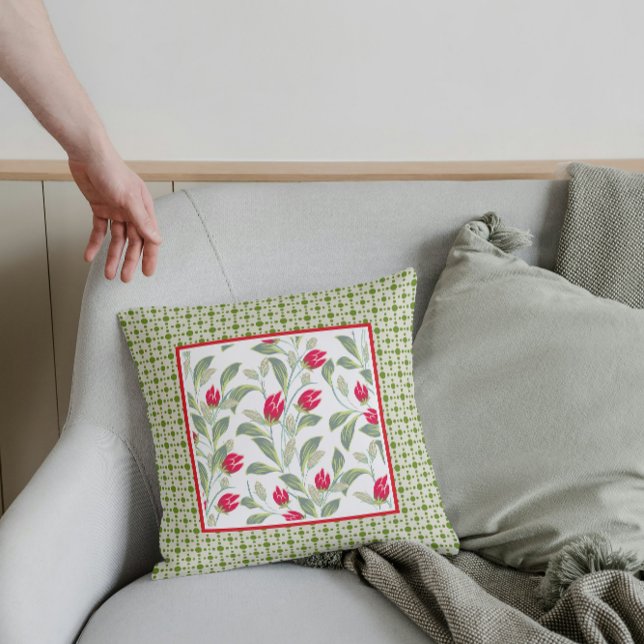 Cojín Decorativo Tulipanes Rojos Modernos (Subido por el creador)