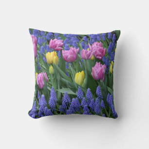 Cojín Decorativo Tulipanes rosados y amarillos
