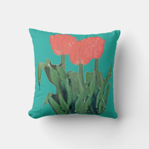 Cojín Decorativo Tulipanes Tres-Rojo