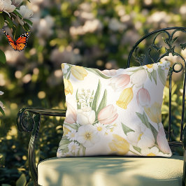 Cojín Decorativo Tulipano de color de agua Tulips Daffodils Spring