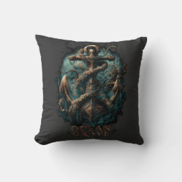 Cojín Decorativo Tumba Oceánica Kraken Ancla Fantasía Oscura