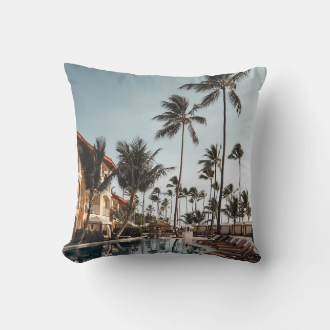 Cojín Decorativo Tumbonas de madera marrón cerca de la piscina rode (Anverso)