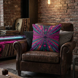 Cojín Decorativo Túnel ciberpunk neón futurista retro synthwave