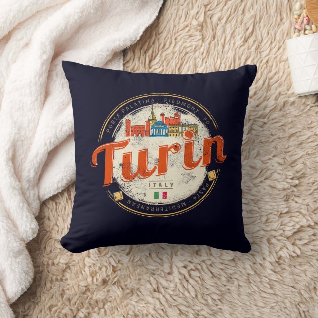 Cojín Decorativo Turín Piedmont Retro Skyline Pasta de cosecha ital (Manta)