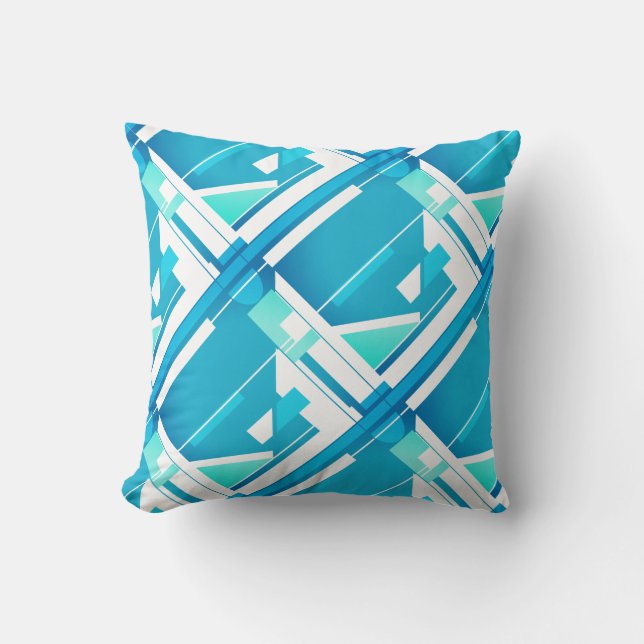 Cojín Decorativo Turquesa, abstrato geométrico diagonal verde marin (Anverso)