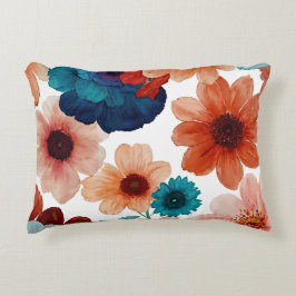 Cojín Decorativo Turquesa, azul, rojo y rojizo floral