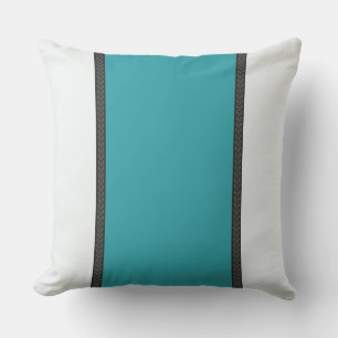 Cojín decorativo turquesa, blanco y gris