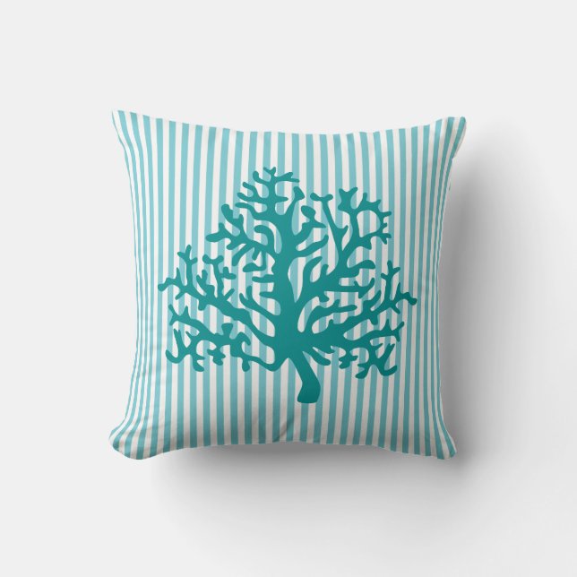 Cojín decorativo Turquesa de Coral Reef (Anverso)