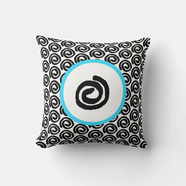 Cojín decorativo turquesa de espiral blanca modern (Anverso)