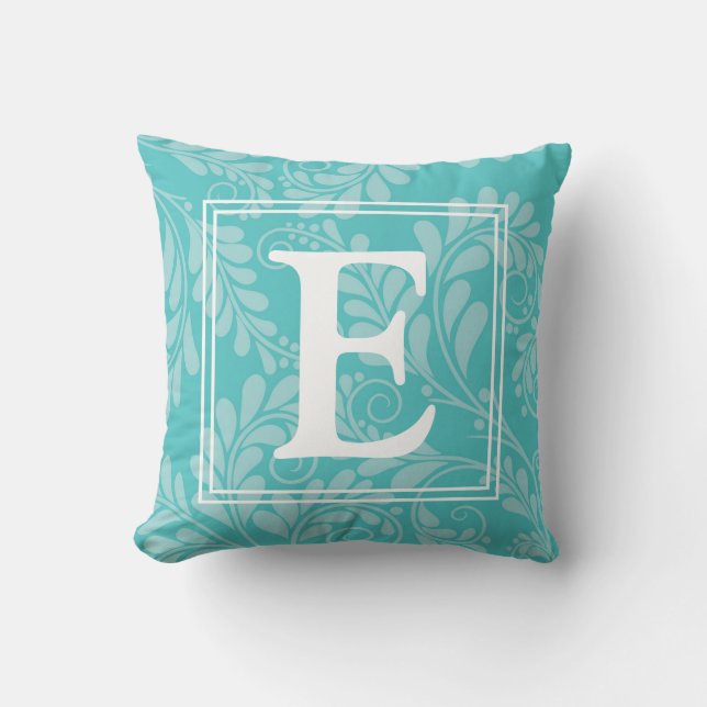 Cojín decorativo Turquesa Elegante y Floreciente c (Anverso)