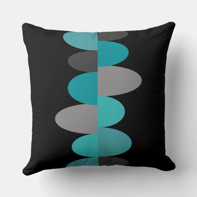 Cojín Decorativo Turquesa, gris y negro (Reverso )