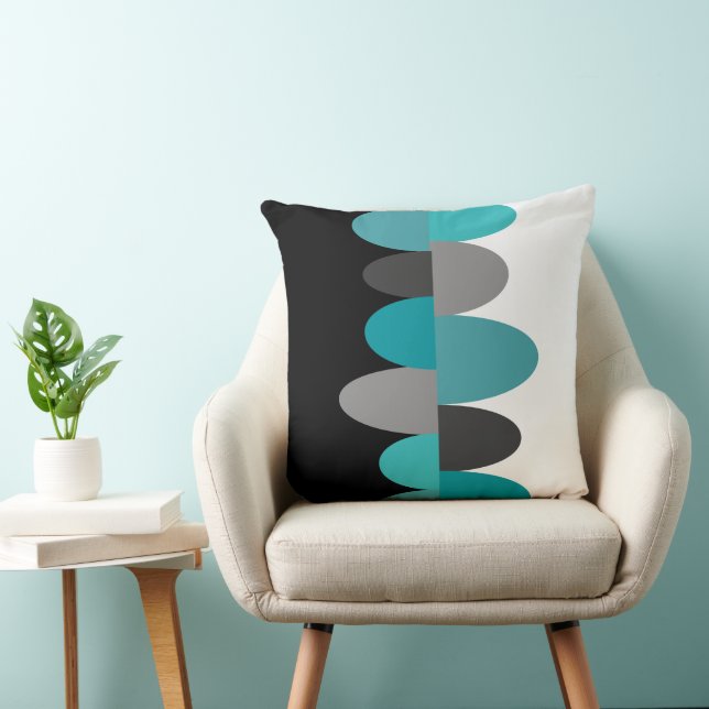 Cojín Decorativo Turquesa, gris y negro (Silla)