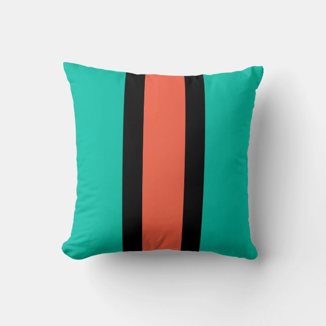 Cojín Decorativo Turquesa, Naranja y negro (Anverso)