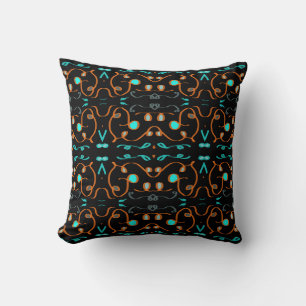 Cojín Decorativo Turquesa Negra Marrón Ornamentado