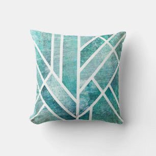 Cojín Decorativo Turquesa rasguñada/almohada blanca de la