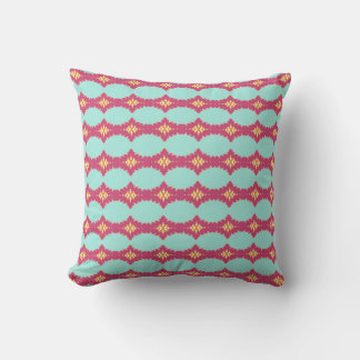 Cojín Decorativo Turquesa Rosa Amarillo Geométrico Rayado