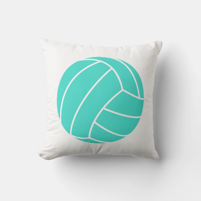 Cojín Decorativo Turquesa; voleibol verde azul (Anverso)