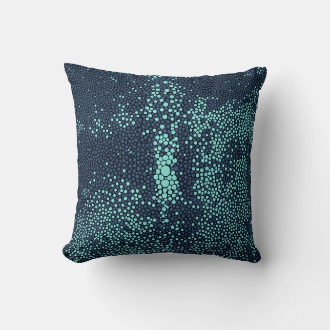 Cojín Decorativo Turquesa y azules marinos Shagreen (Anverso)
