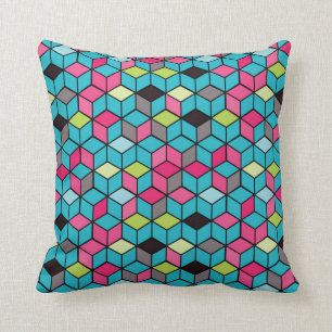 Cojín Decorativo Turquesa y modelo rosado del cubo