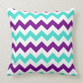 Cojín Decorativo Turquesa y morado zigzag