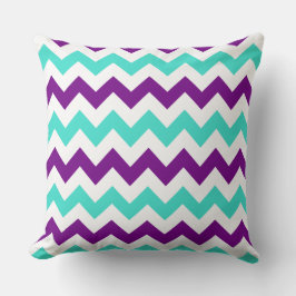 Cojín Decorativo Turquesa y morado zigzag