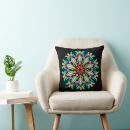 Cojín decorativo Turquesa Y Naranja Mandala