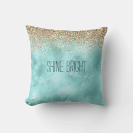 Cojín Decorativo Turquoise Aqua Gold Glam Purpurina Sparkle    