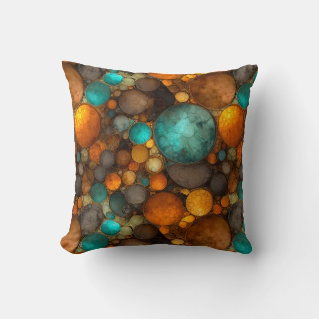 Cojín Decorativo Turquoise Brown Abstract Fractal Pattern (Anverso)