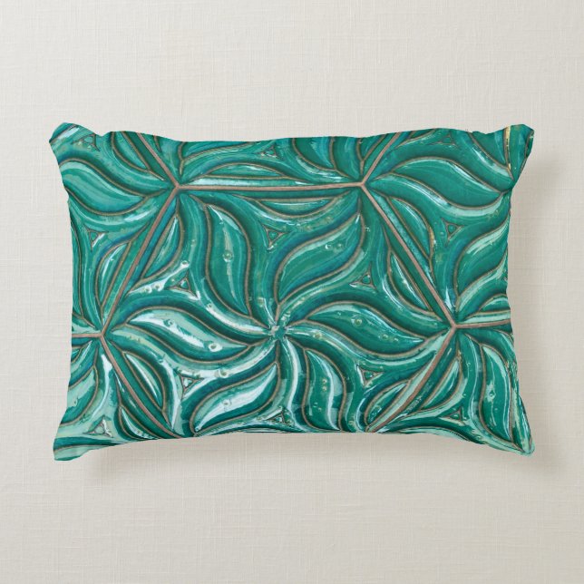 Cojín Decorativo Turquoise ceramic tile wall textureabstract,archit (Anverso)