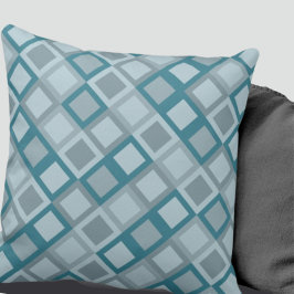 Cojín Decorativo Turquoise & Gray Geometric Pattern Throw Pillow