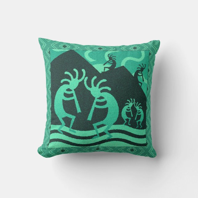 Cojín Decorativo Turquoise Kokopelli (Anverso)