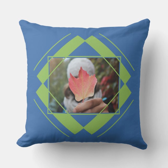 Cojín Decorativo TUS 2 FOTOS en un patrón geométrico arrojar almoha (Anverso)