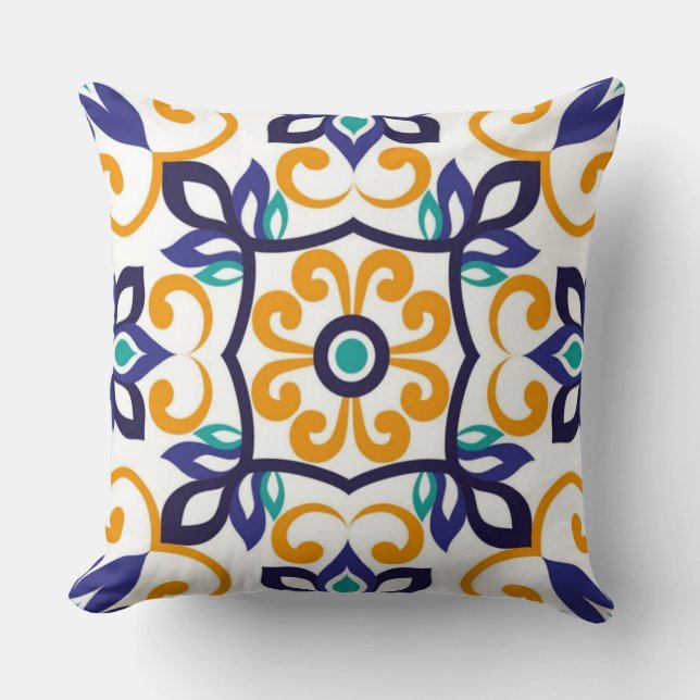 Cojín Decorativo Tuscan Verve Vibrant Scrollwork  Mediterranean  (Anverso)