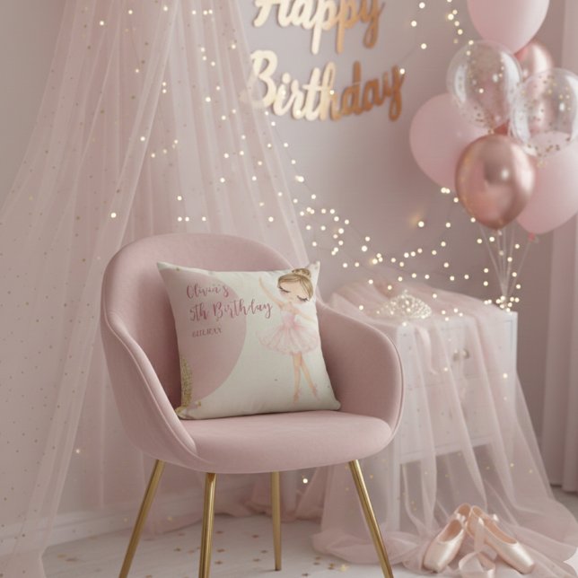 Cojín Decorativo Tutu Pink Ballerina Ballet Dancer Girl Birthday (Subido por el creador)