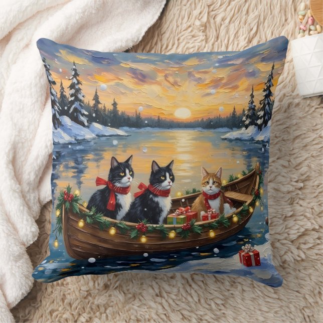 Cojín Decorativo Tuxedo Cat Christmas Boat Holiday (Manta)