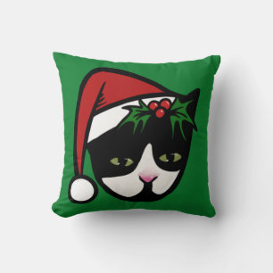 Cojín Decorativo Tuxedo Cat Merry Christmas