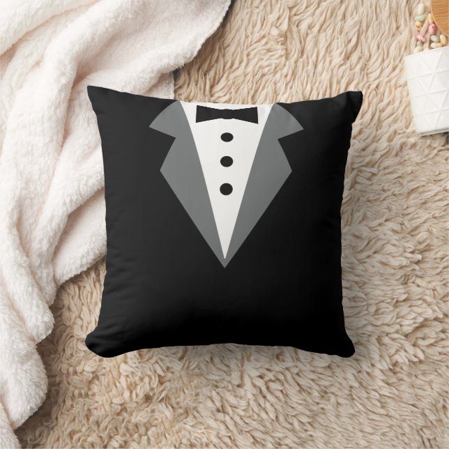 Cojín Decorativo Tuxedo formal blanco negro (Manta)
