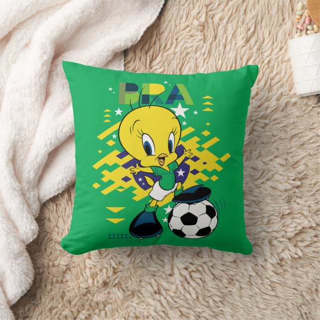 Cojín Decorativo TWEETY™ Equipo Brasil Gráfico de Fútbol (Manta)