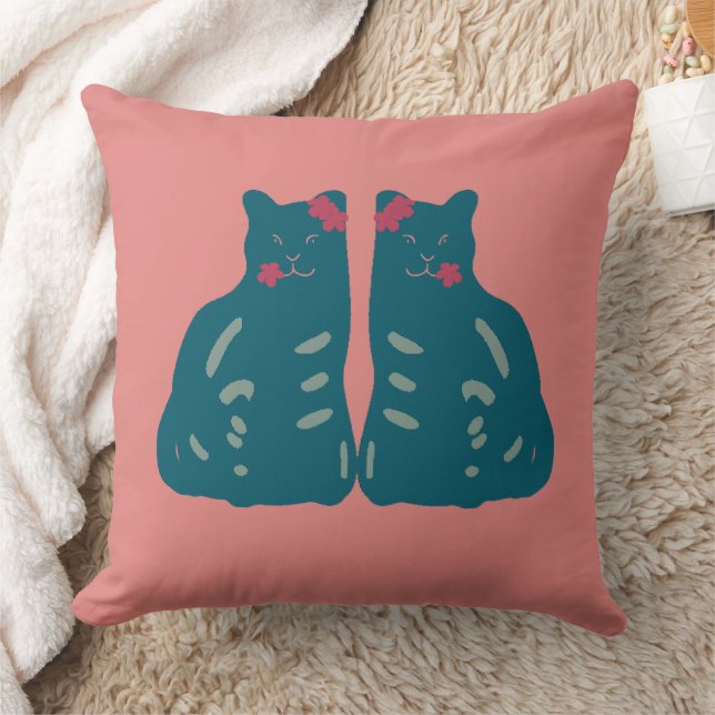 Cojín Decorativo Twin Kittens Throw Pillow (Manta)
