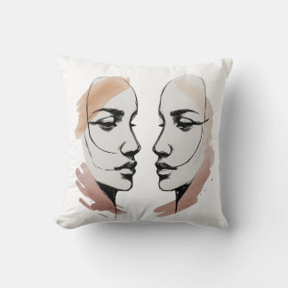 Cojín Decorativo Two Abstract Faces One Line Pillow – Connection Th