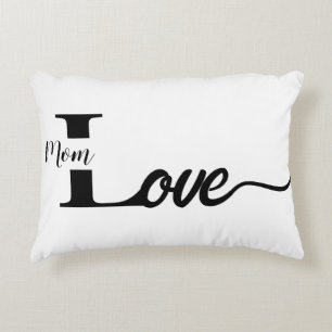 Cojín Decorativo Typografía moderna Mamá de amor blanca y negra