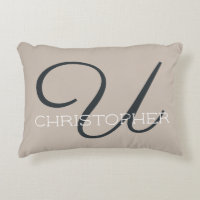U Caligrafía Inicial Nombre Taupe Tan Neutral Chic