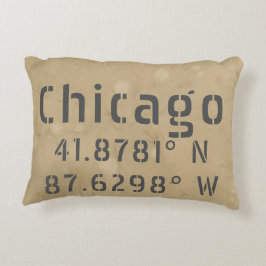 Cojín Decorativo Uban de longitud de latitud de Chicago