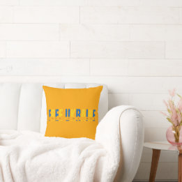 Cojín Decorativo Ucrania Libre sobre fondo amarillo