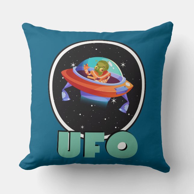 Cojín Decorativo ufo vuela en el espacio (Anverso)